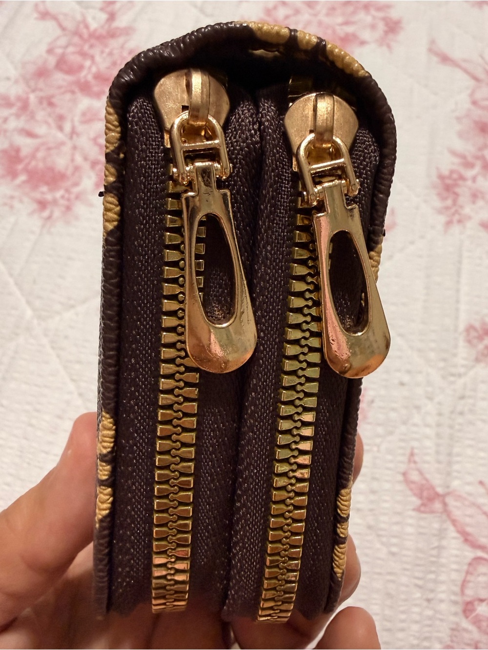 Brown Floral Print Zip-Around Inspired Wallet - Picture 3 of 5